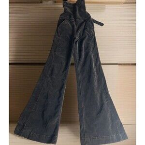 Frame Denim Le Velveteen Jumpsuit Charcoal Black Velvet Overalls Women's Size S